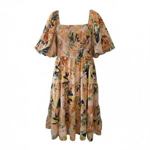 City Chic Plus Size Ariella Puff Sleeve Tier Print Dress